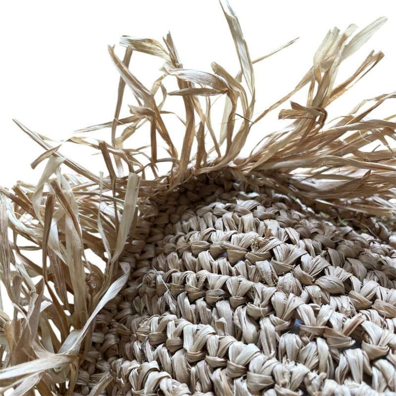 Handwoven Raffia Fringe Lumbar Cushion 