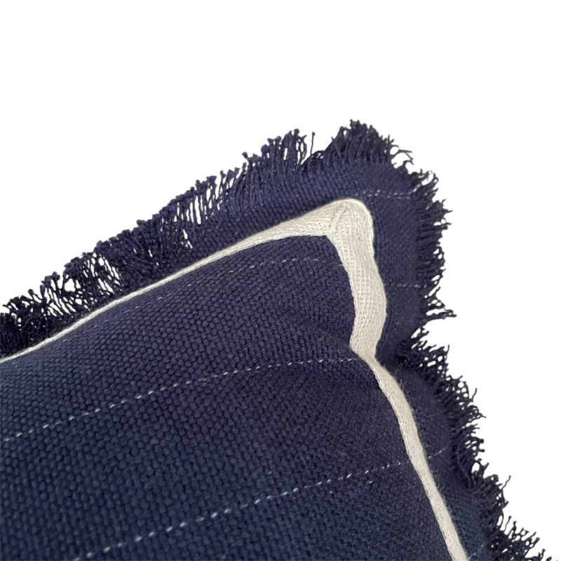 Coastal Navy Fringe Cushion Cover