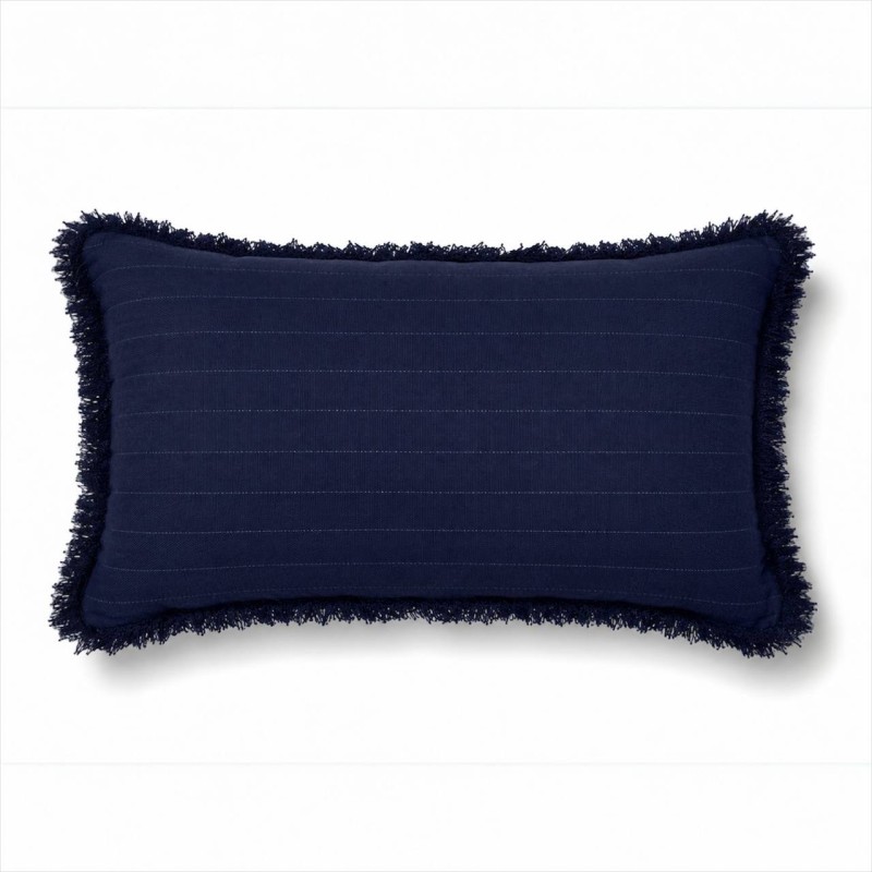 Coastal Navy Fringe Cushion Cover