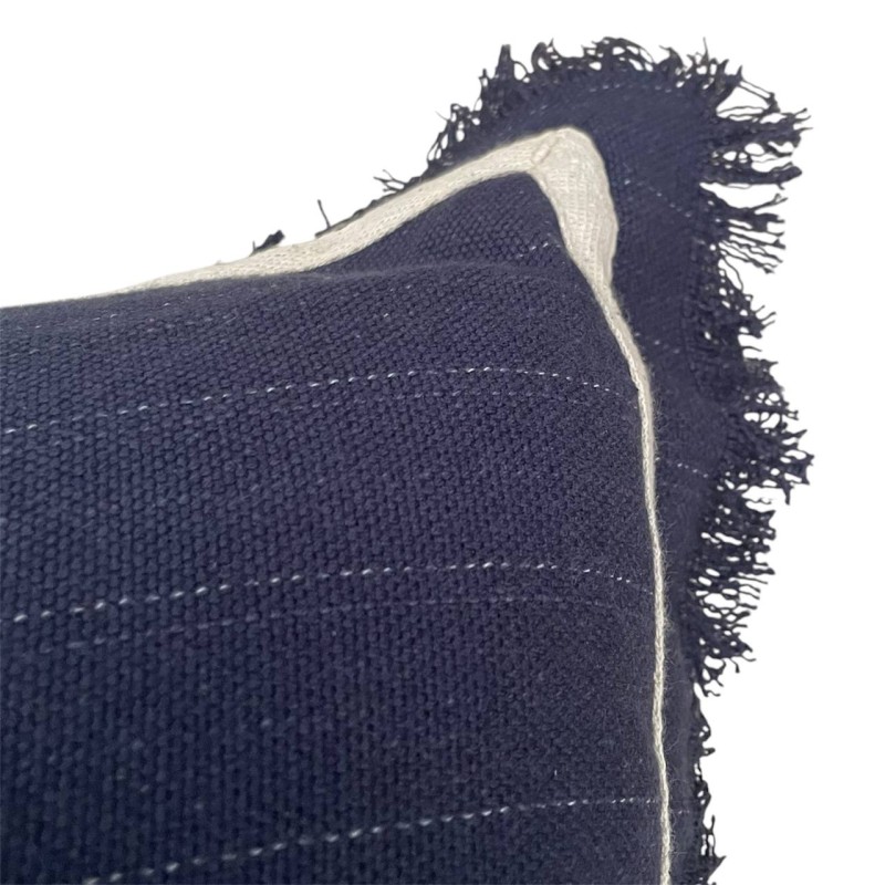 Coastal Navy Fringe Cushion Cover