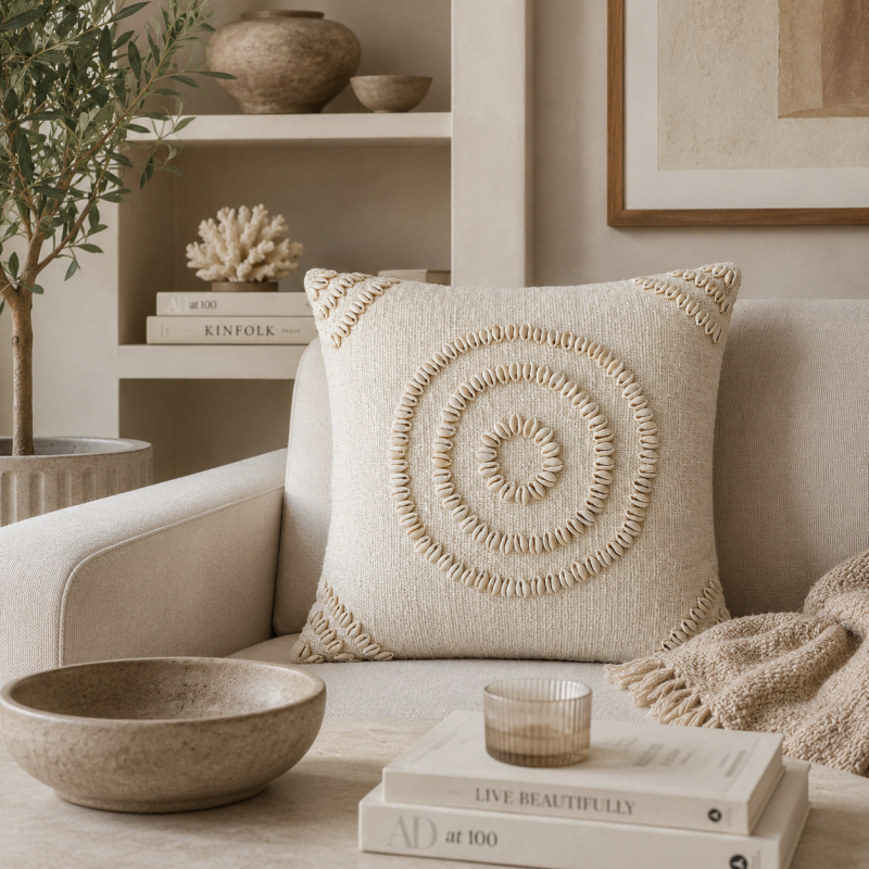 Cowrie Shell Spiral Cushion 