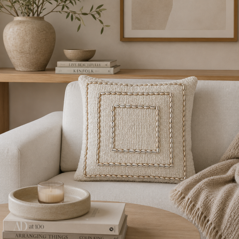 Cowrie Shell Geometric Cushion 