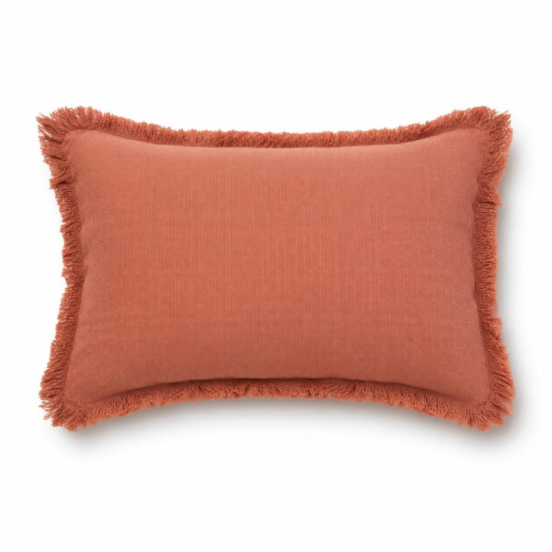 Terracotta Fringe Lumbar Cushion 