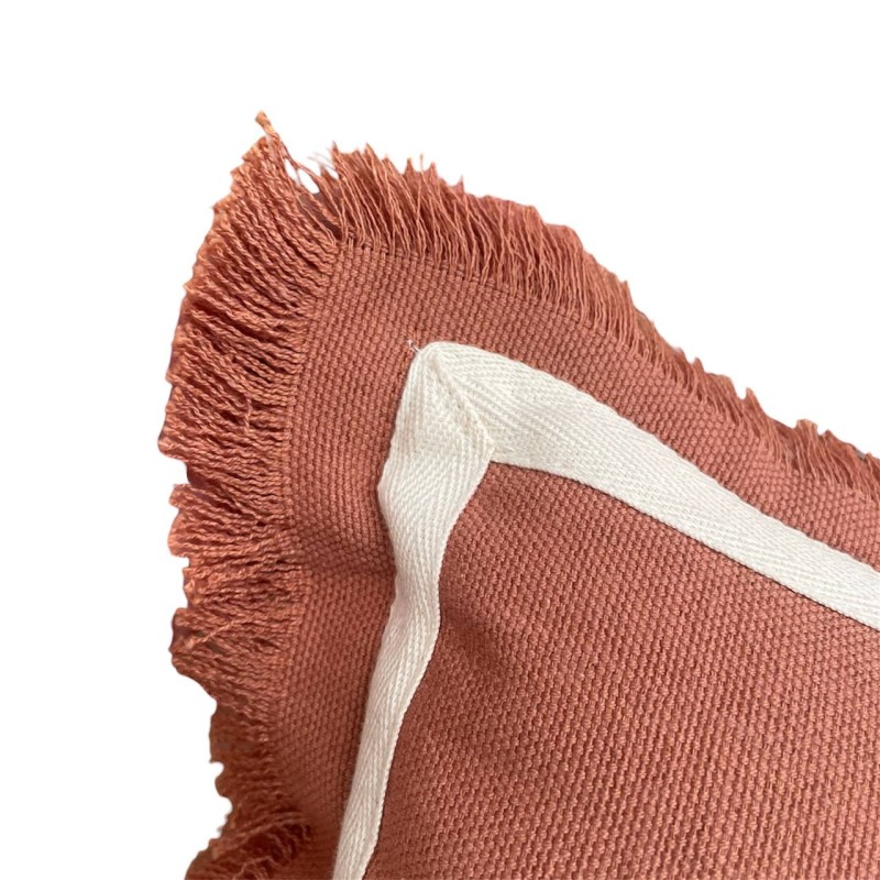 Terracotta Fringe Lumbar Cushion 