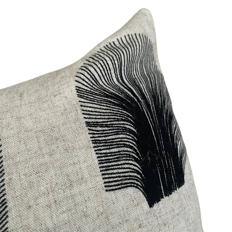 Abstract Black Embroidered Cushion 