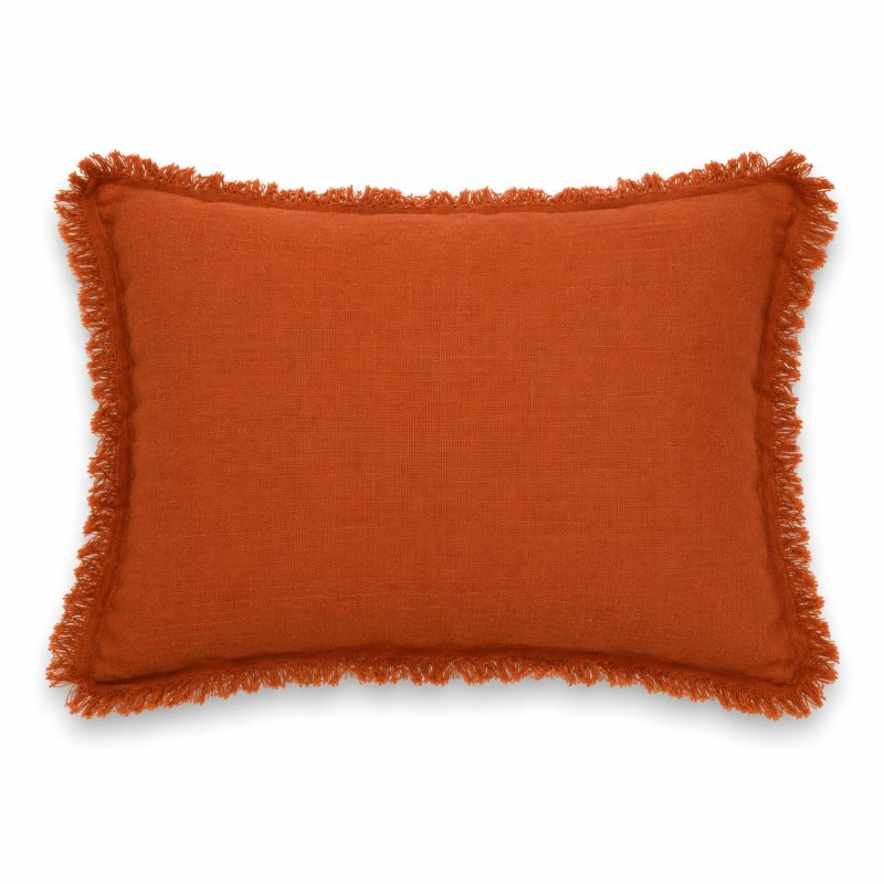 Burnt Orange Fringe Cushion 