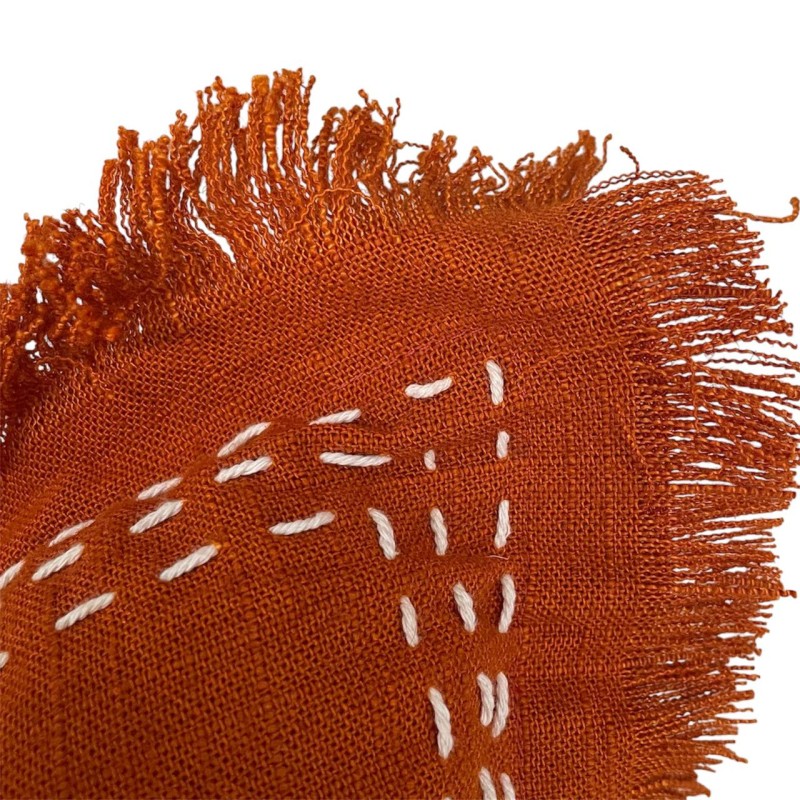 Burnt Orange Fringe Cushion 