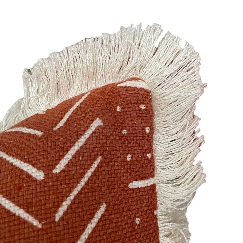 Terracotta Tribal Fringe Cushion 