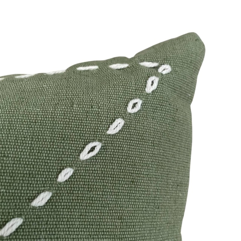 Olive Green Embroidered Cushion Cover