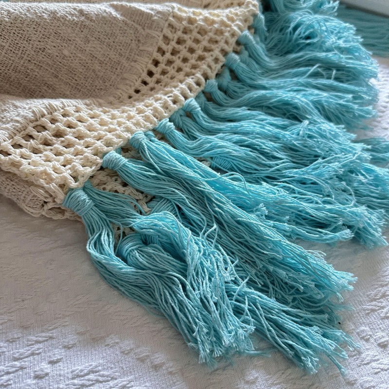 Coastal Cream Woven Throw Blanket 