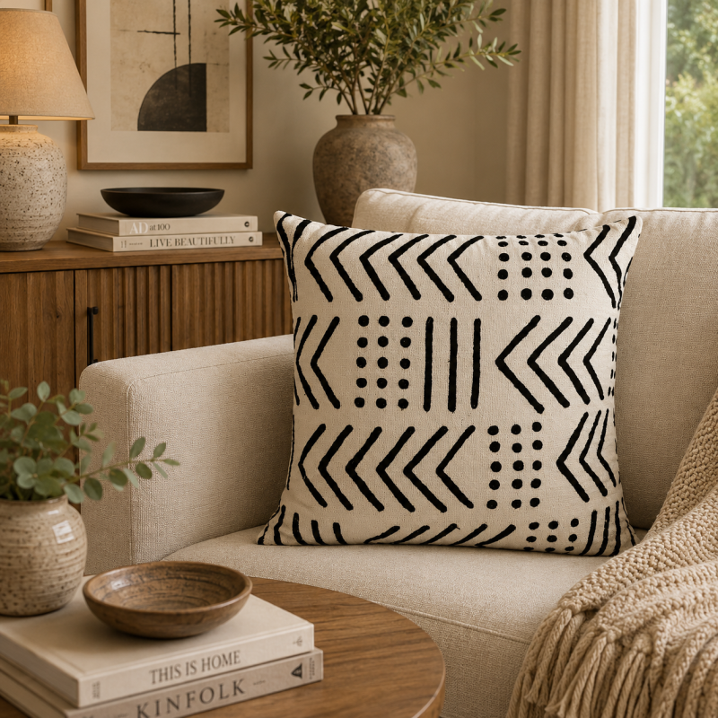 Monochrome Tribal Cushion 