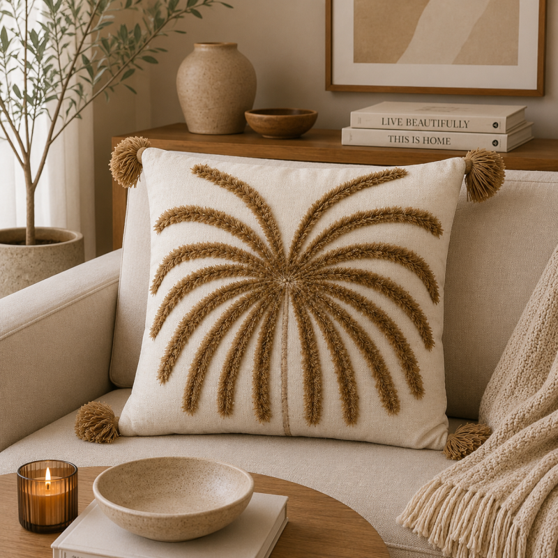 Palm Breeze Tassel Cushion 