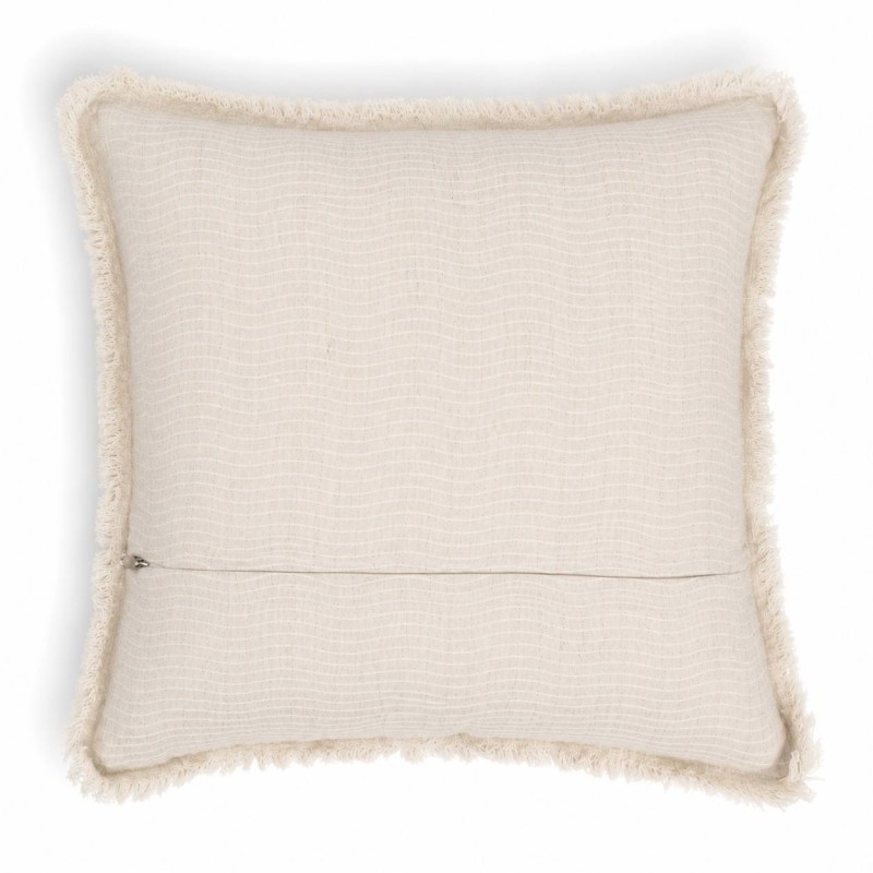 Ivory Textured Fringe Cushion 