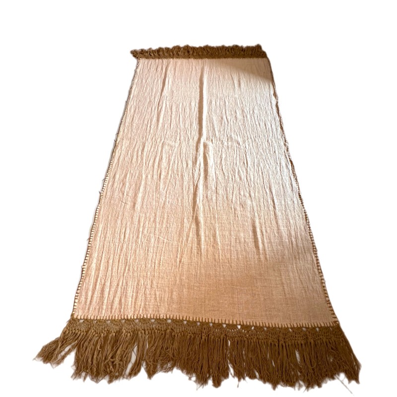 Woven Throw Blanket with Crochet Fringe