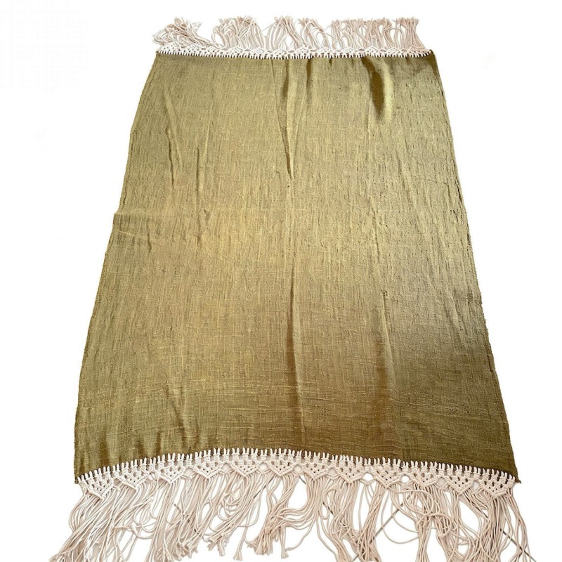 Woven Throw Blanket with Crochet Fringe