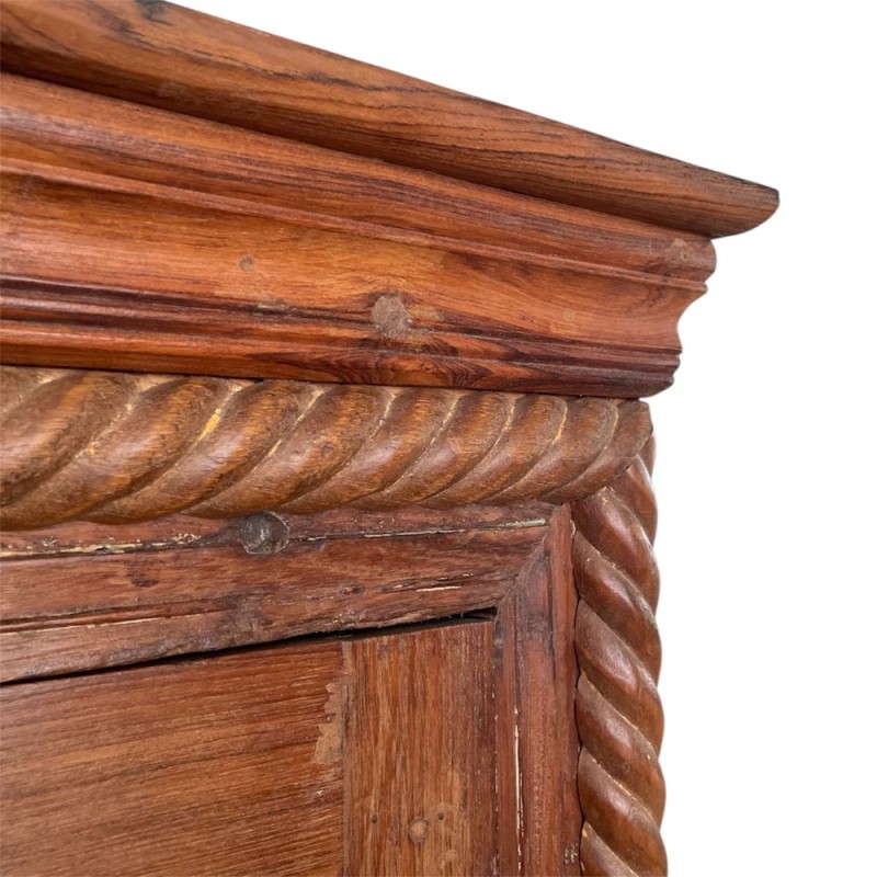 Antique Hand-Carved Wooden Wardrobe Cabinet