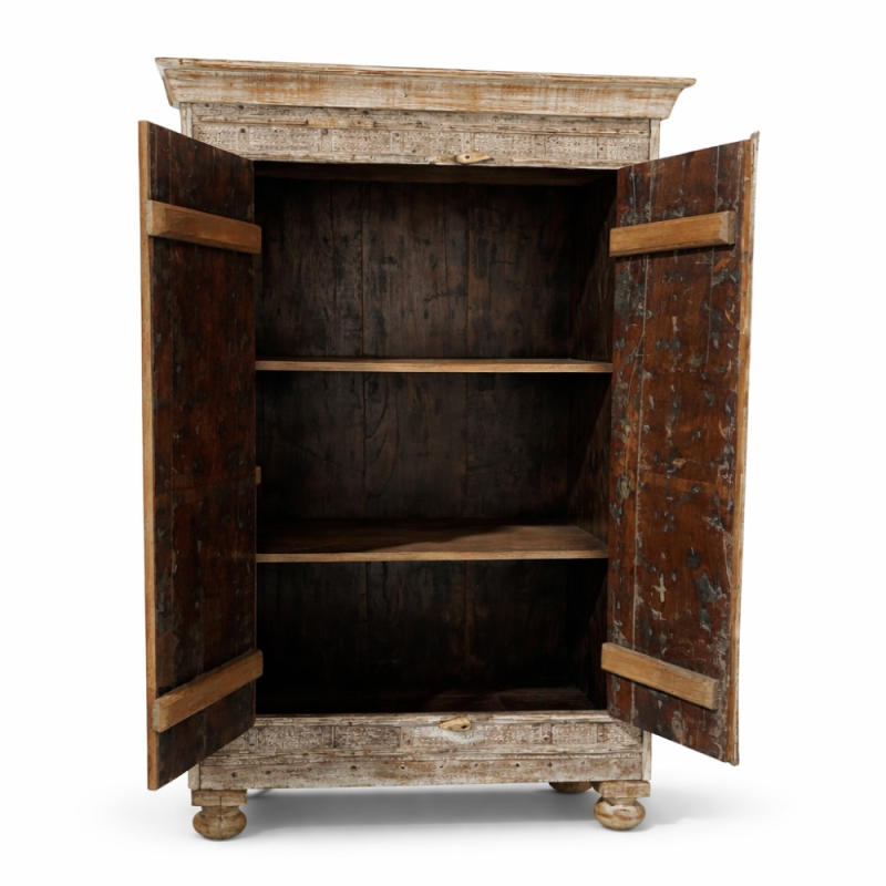 Antique Hand-Carved Indian Wooden Cabinet