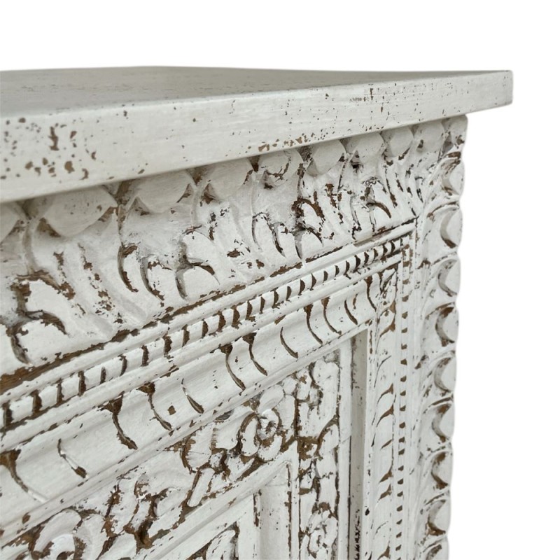 Hand-Carved White Wooden Console Table