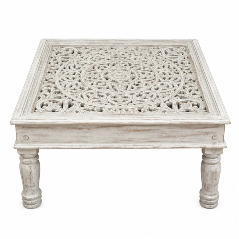 Whitewashed Mandala Coffee Table