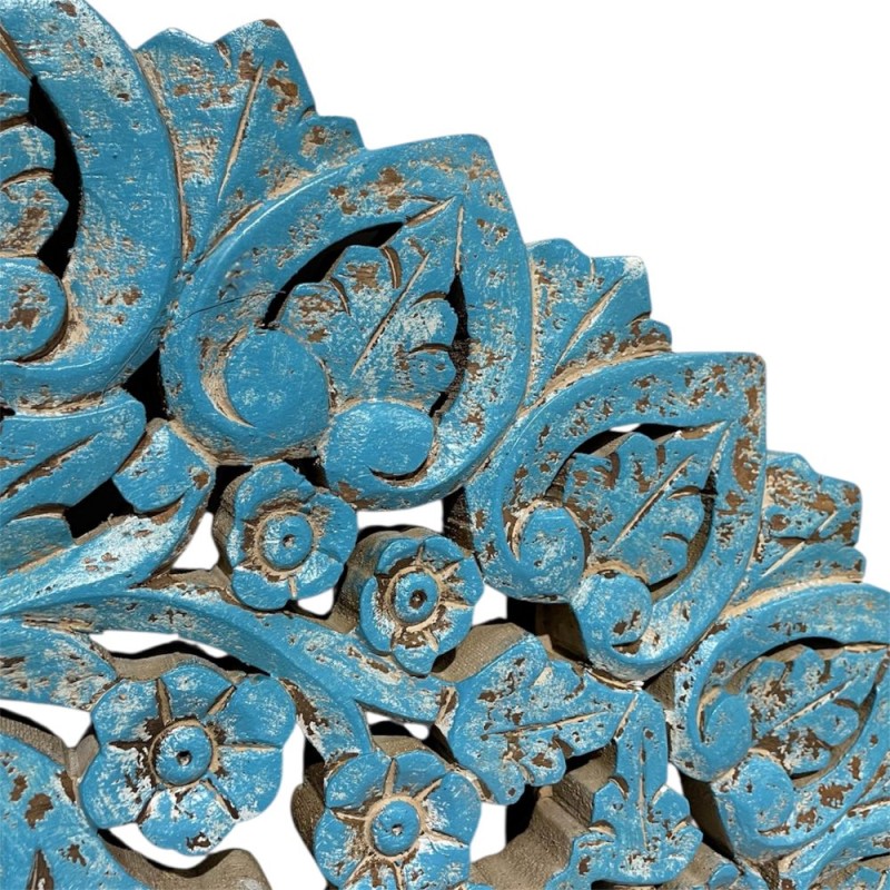 Hand-Carved Blue Mandala Wall Panel