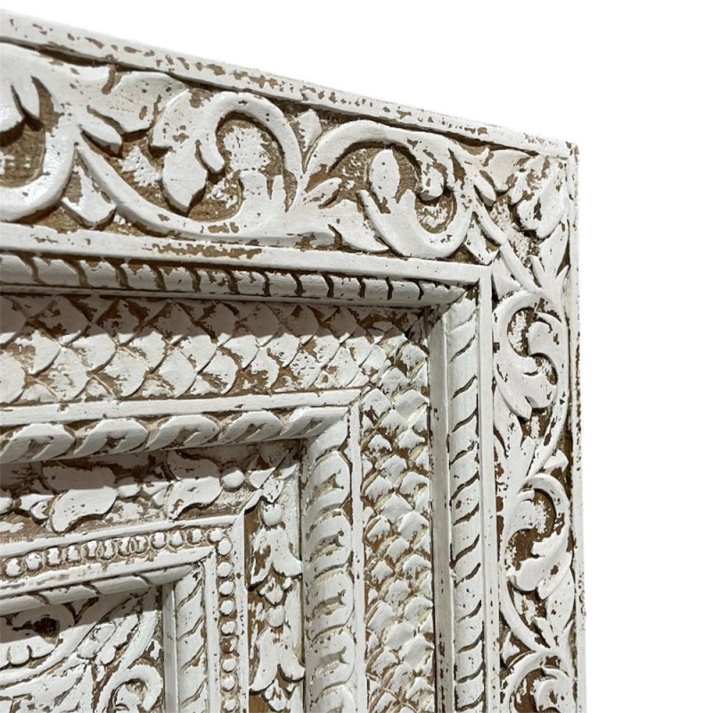 Hand-Carved White Mandala Wall Panel