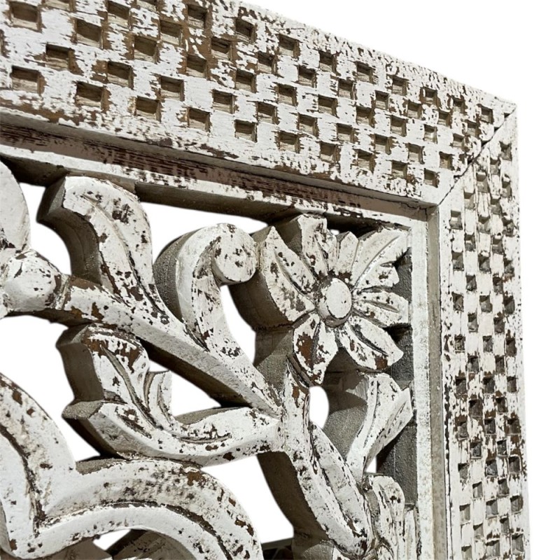 Vintage Hand-Carved Wooden Lattice Wall Panel