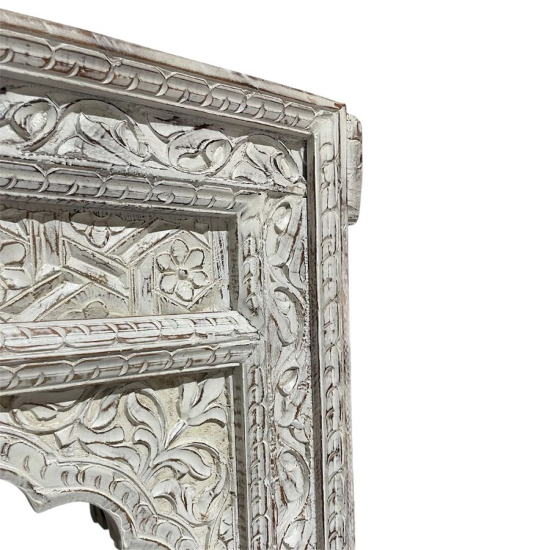 Carved White Arch Mirror