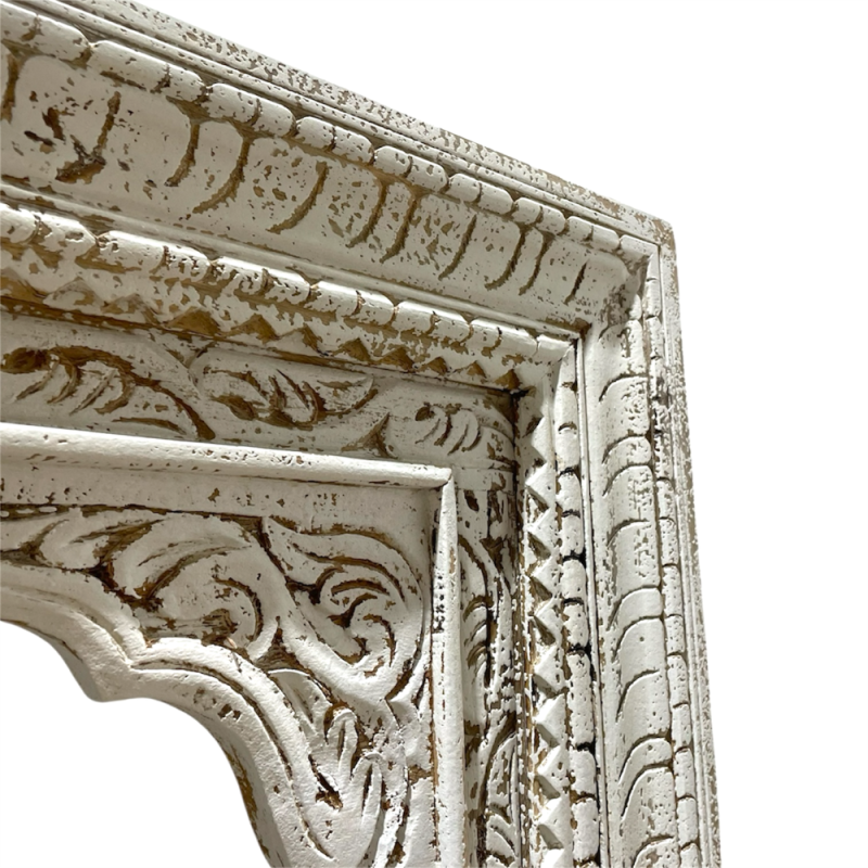 Carved White Window Mirror