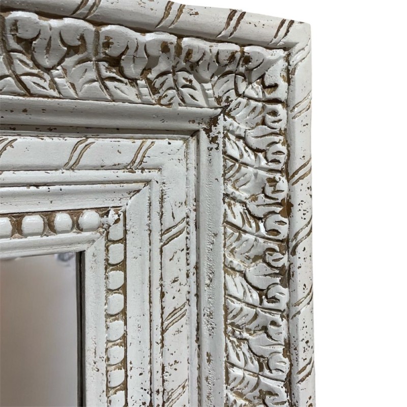 White Carved Floral Mirror