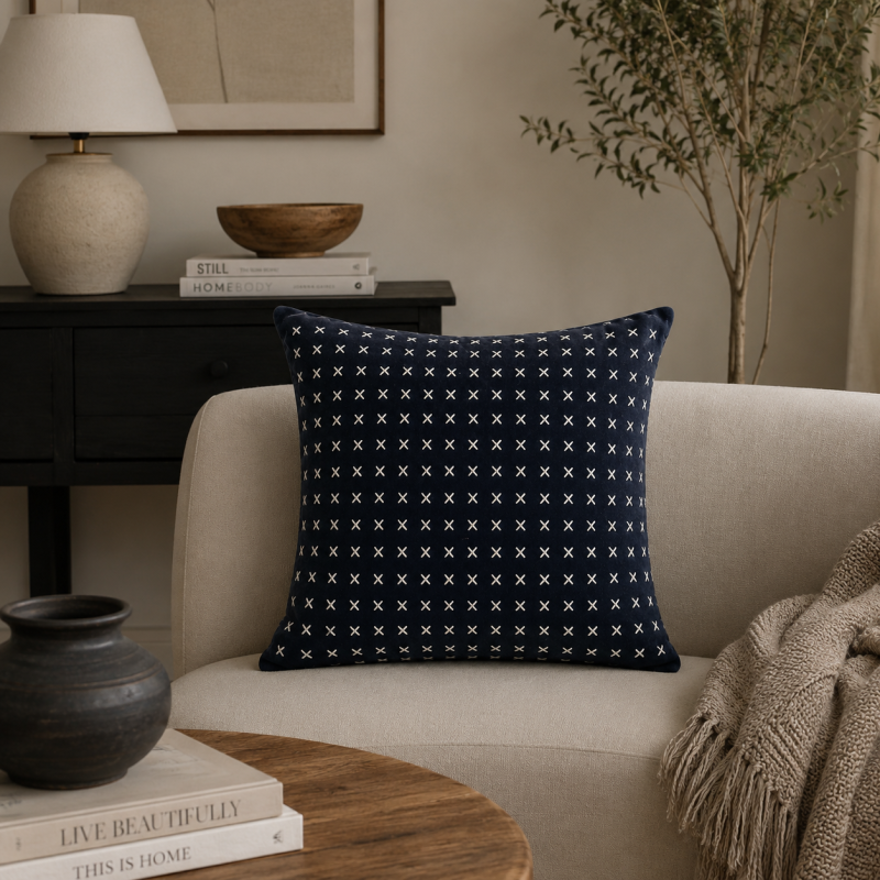 Indigo Linen Cushion 