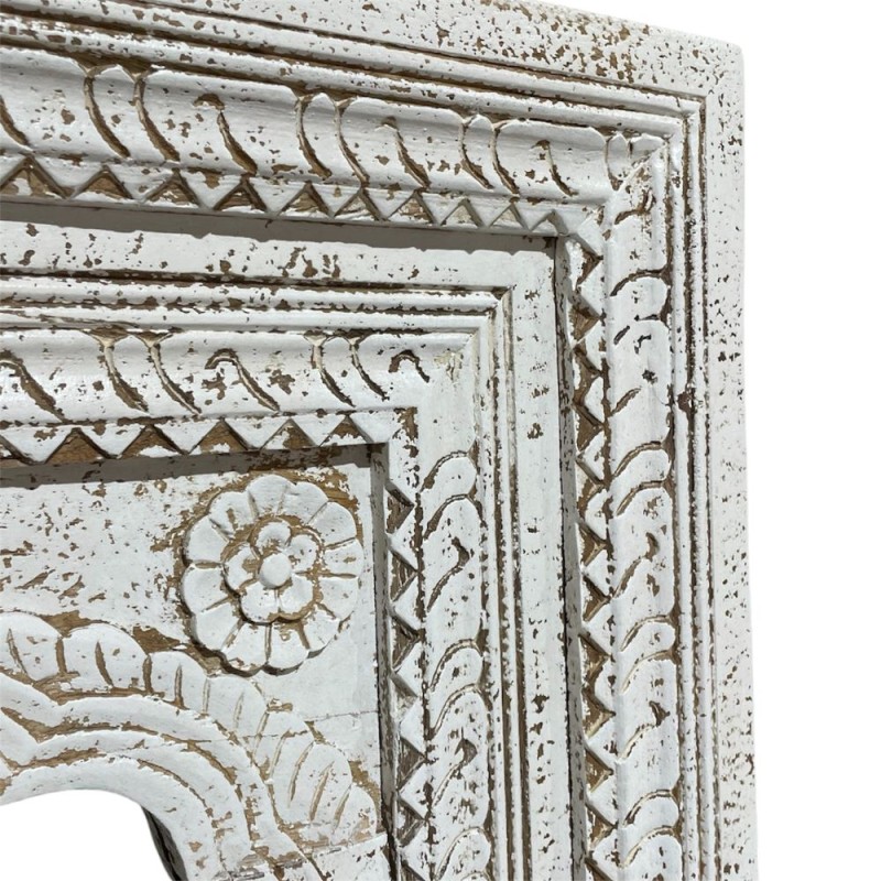 White Carved Arch Mirror