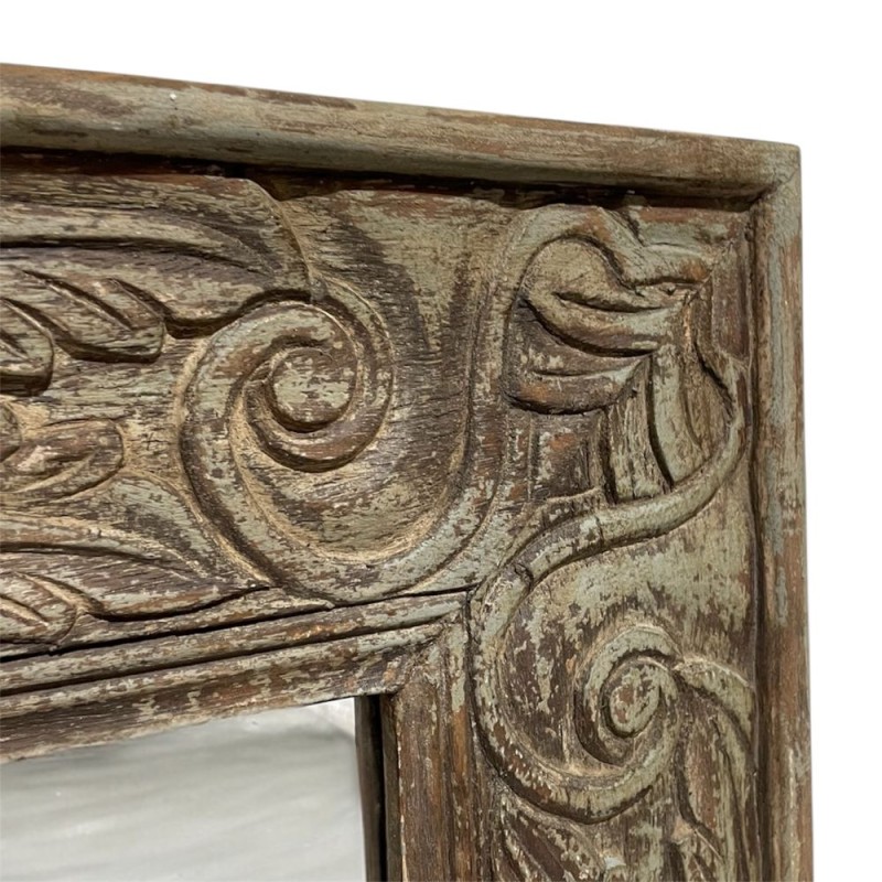 Antique Hand-Carved Wooden Mirror Frame