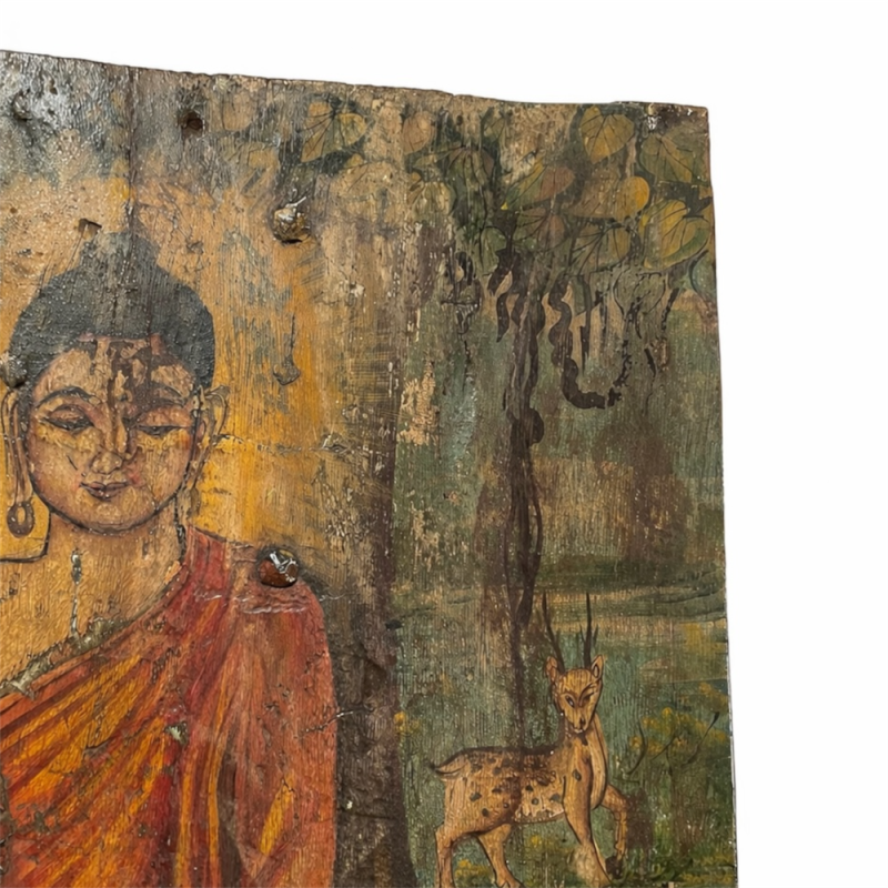 Hand-Painted Buddha Wooden Panel