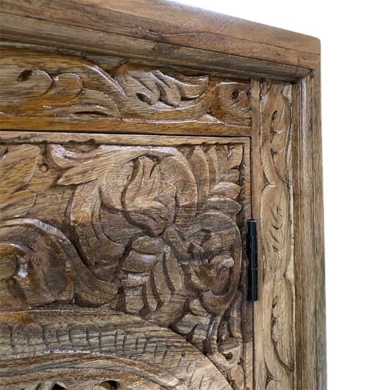 Hand-Carved Lattice Sideboard Cabinet