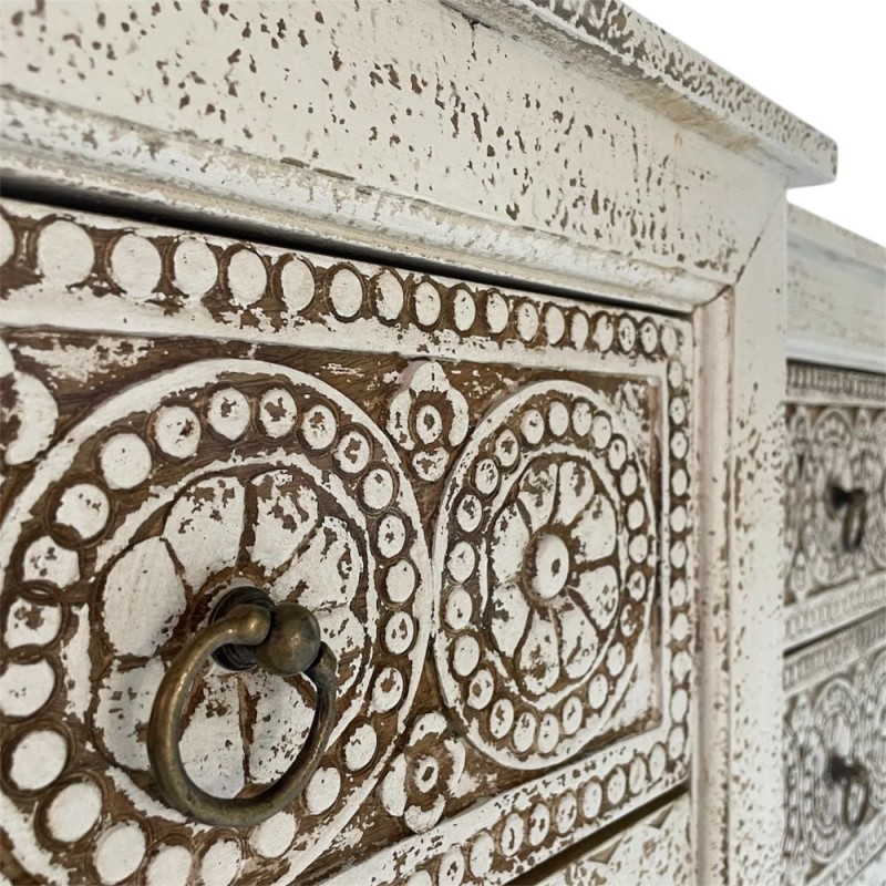 Carved White Drawer Sideboard