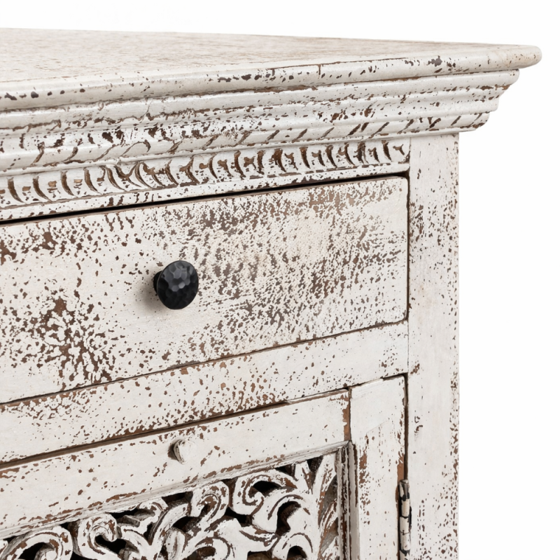 Distressed Carved Wooden Sideboard
