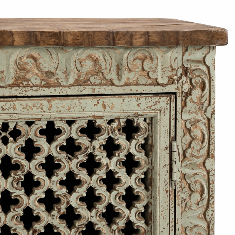 Carved Lattice Wooden Sideboard
