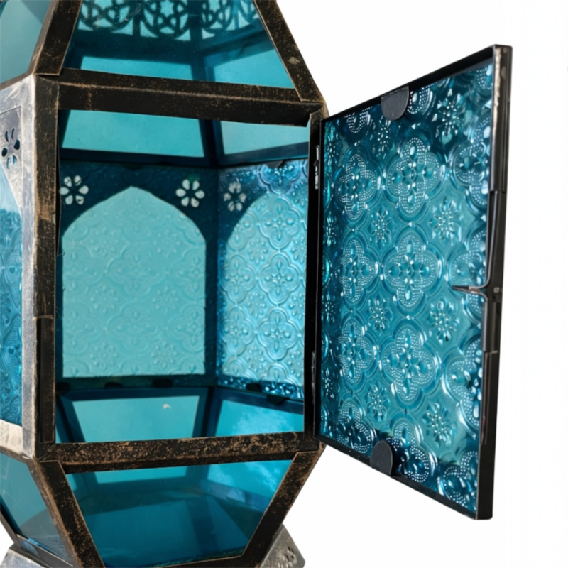 Blue Glass Hanging Lantern