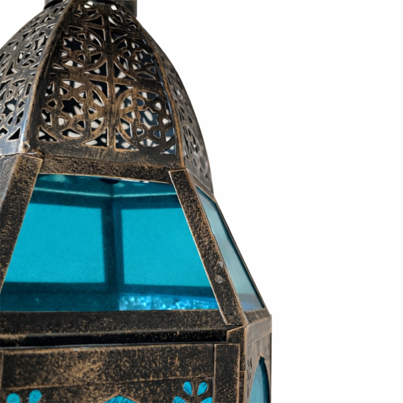 Blue Glass Hanging Lantern