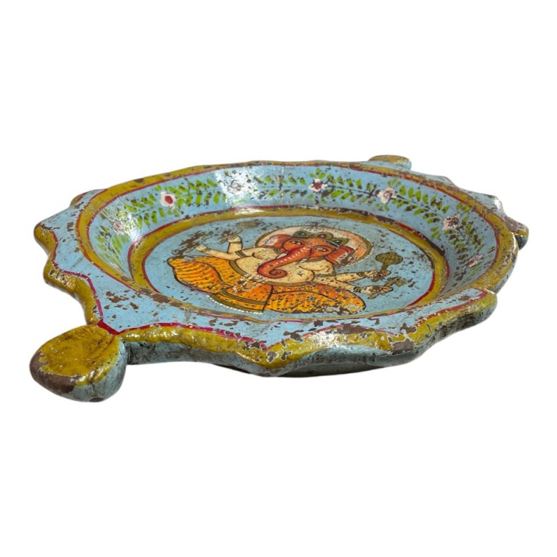 Hand-Painted Ganesha Wooden Bowl
