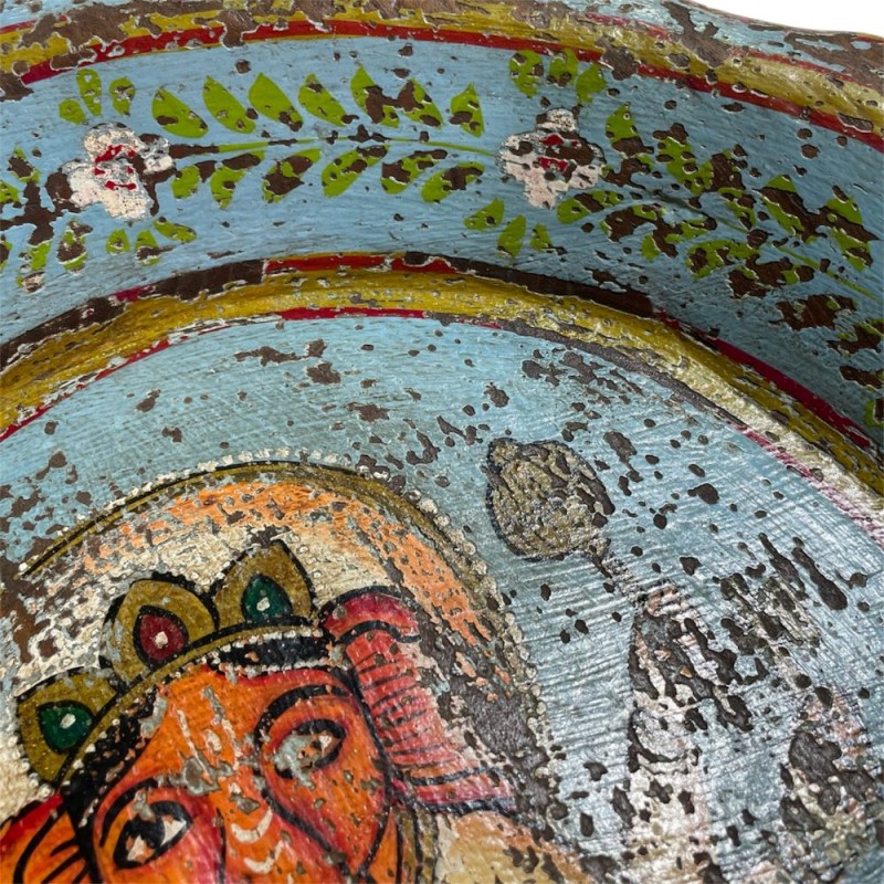 Hand-Painted Ganesha Wooden Bowl