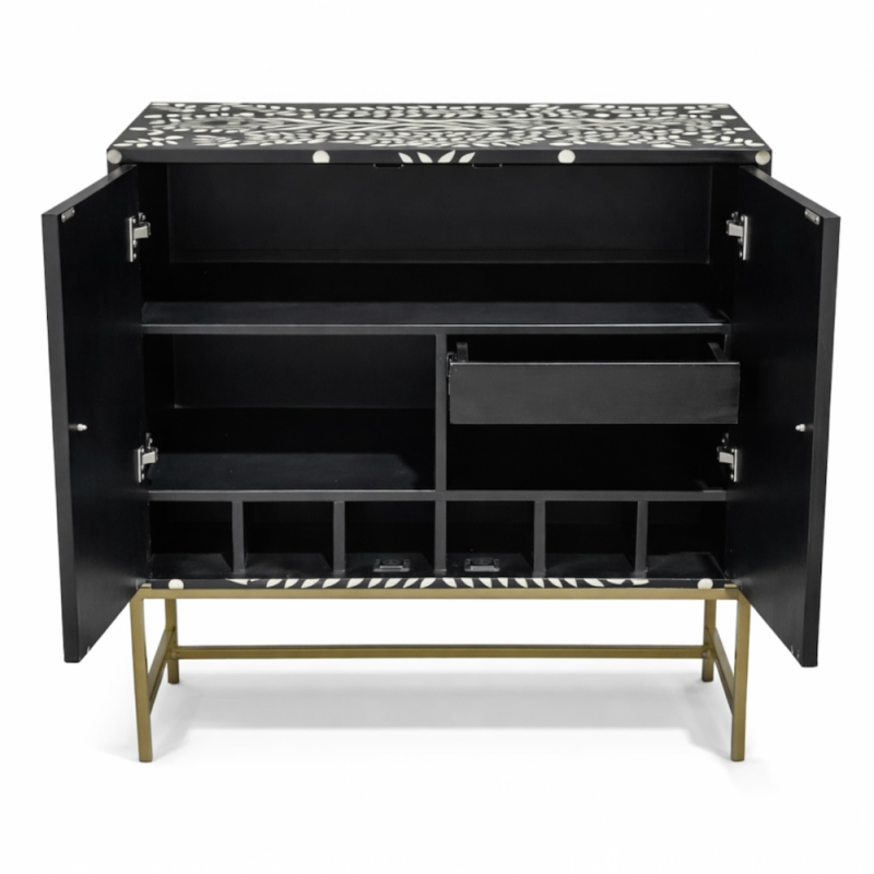 Bone Inlay Peacock Cabinet