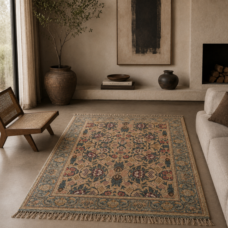 Handwoven Floral Heritage Area Rug