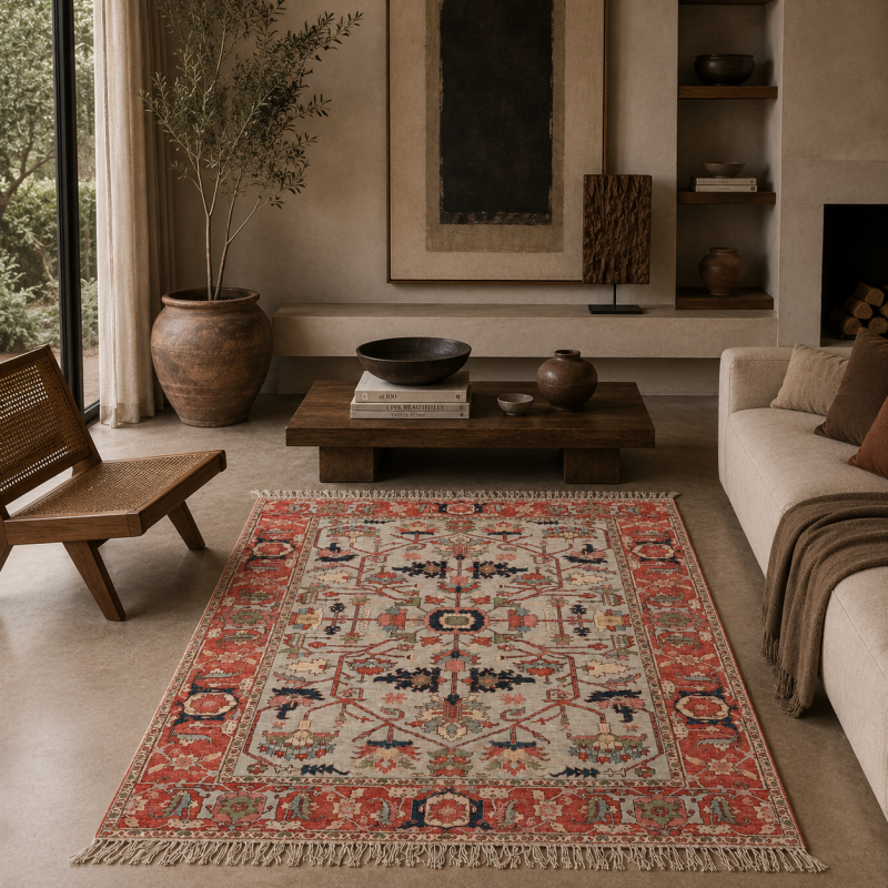Handwoven Heritage Floral Area Rug