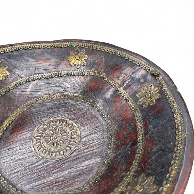 Zafran Brass-Inlaid Wooden Bowl