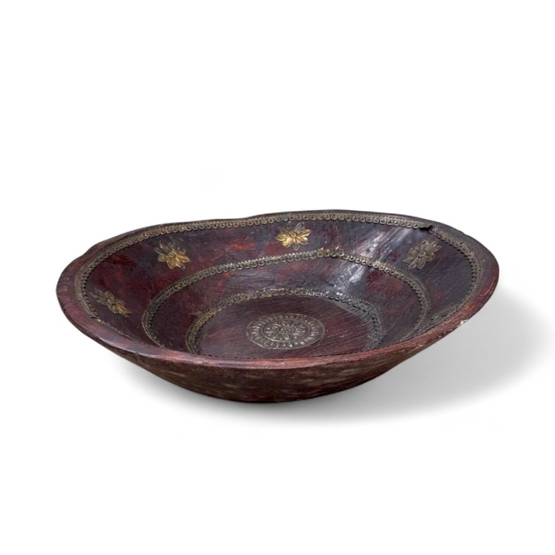 Zafran Brass-Inlaid Wooden Bowl