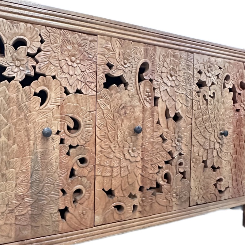 Hand-Carved Floral Sideboard