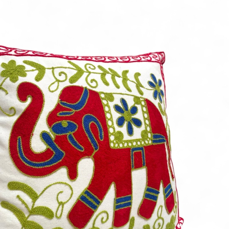Elephant Garden Embroidered Cushion
