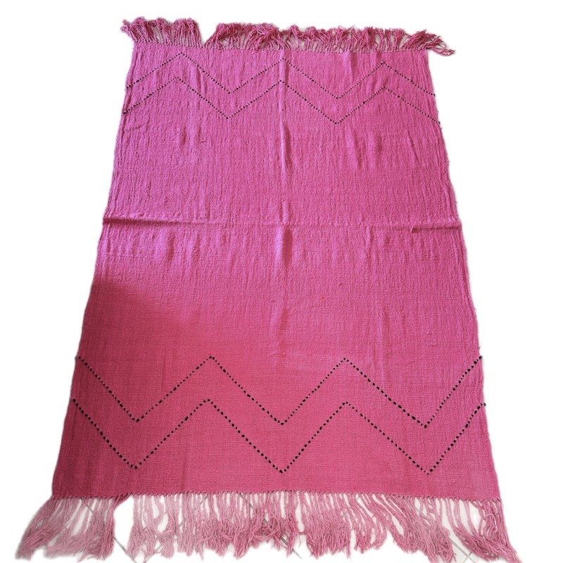 Handwoven Pink Tassel Throw