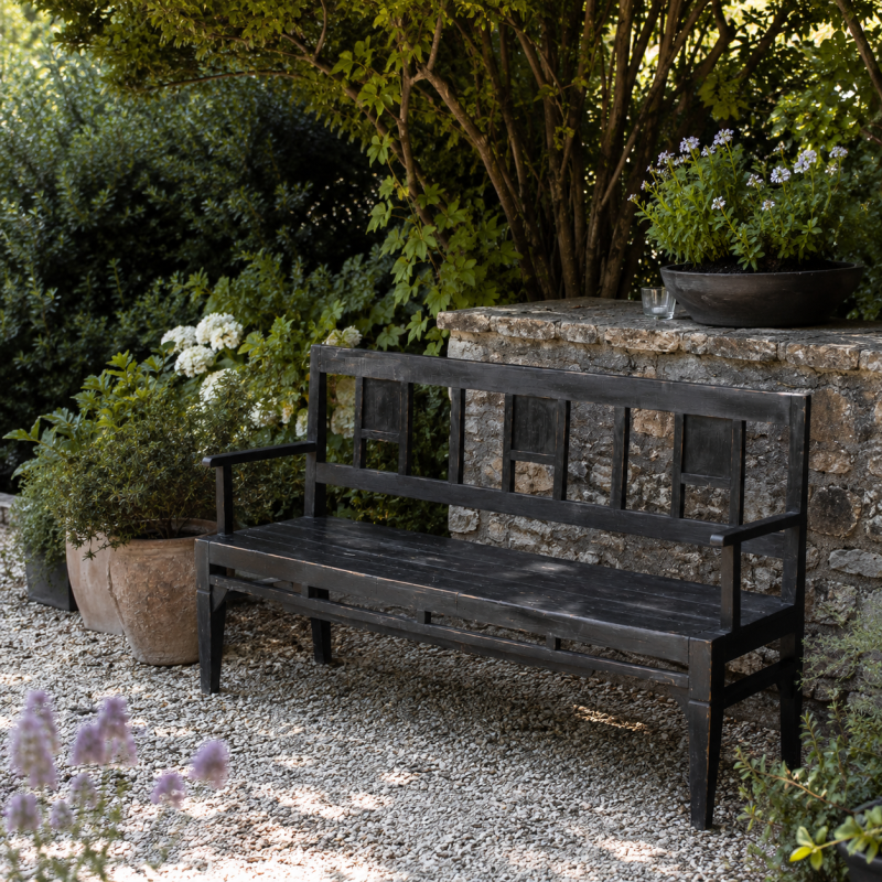 Vintage Black Wooden Bench